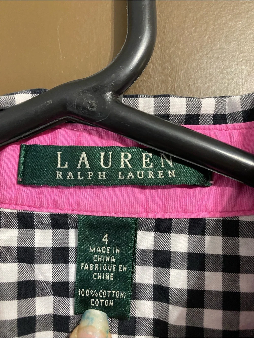 Ralph Lauren Black & White Gingham Button-Down Peplum Shirt